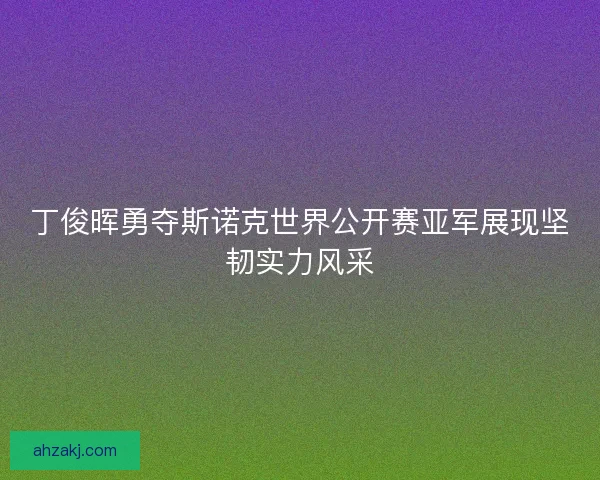 丁俊晖勇夺斯诺克世界公开赛亚军展现坚韧实力风采