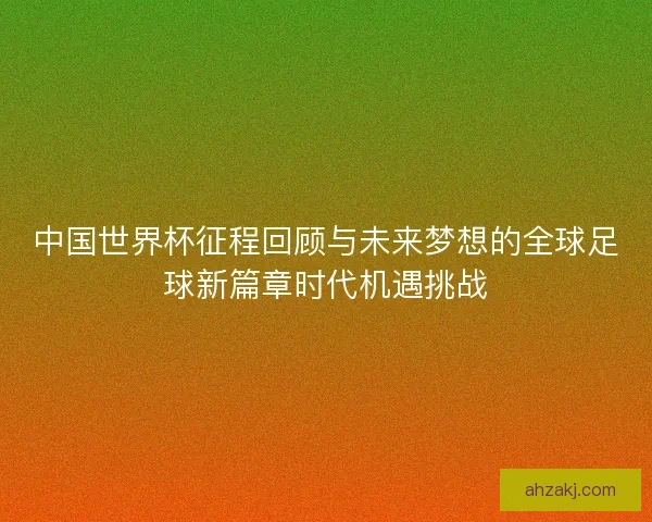 中国世界杯征程回顾与未来梦想的全球足球新篇章时代机遇挑战