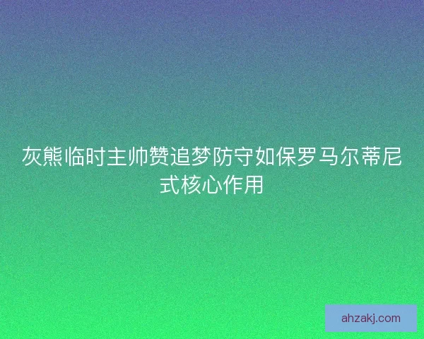 灰熊临时主帅赞追梦防守如保罗马尔蒂尼式核心作用